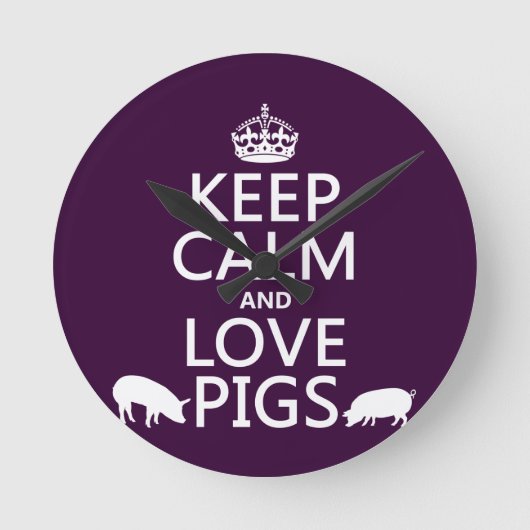 Horloge Ronde Keep Calm and Love Pigs (Recto)