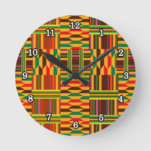 Horloge Ronde Kente coloré