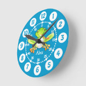 Horloge Ronde Kids cute frog green wall clock (Angle)