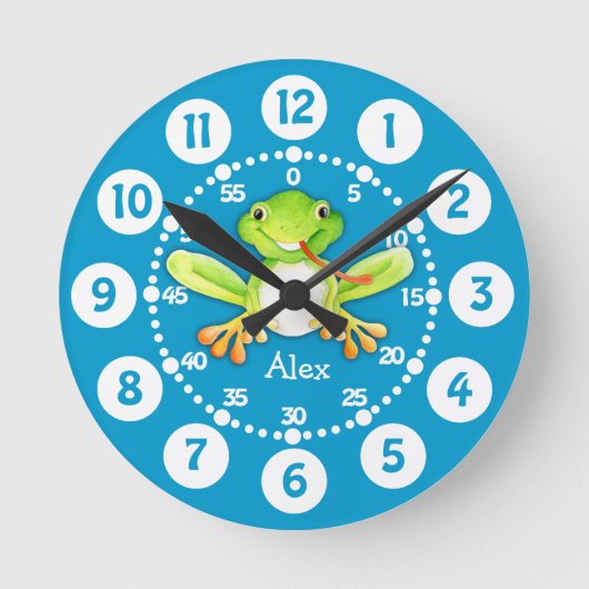 Horloge Ronde Kids cute frog green wall clock (Recto)
