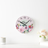 Horloge Ronde Kids Cute Watercolor Flowers (Maison)