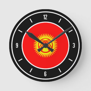 Horloge Ronde Kirghizistan Drapeau élégant