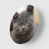 Horloge Ronde Kitten bleu russe (Angle)