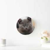 Horloge Ronde Kitten bleu russe (Maison)