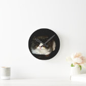 Horloge Ronde Kitten noir et blanc (Maison)
