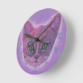 Horloge Ronde Kitten pourpre (Angle)