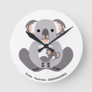 Horloge Ronde Koala - 24h/24