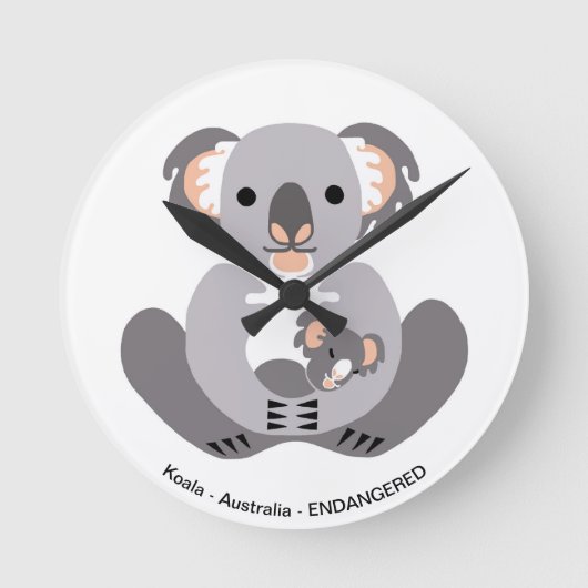 Horloge Ronde KOALA - Amoureux des animaux - animal en voie de d (Recto)