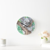 Horloge Ronde Koala dans la peinture d'arbre Eucalyptus (Maison)