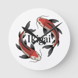 Horloge Ronde Koi Ikigai Symbole de but et de vie pleine de sens