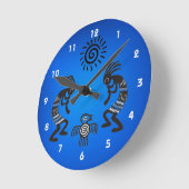 Horloge Ronde Kokopelli With Native Sun and Native Bird (Angle)