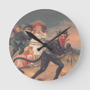 Horloge Ronde Krampus enlève les enfants