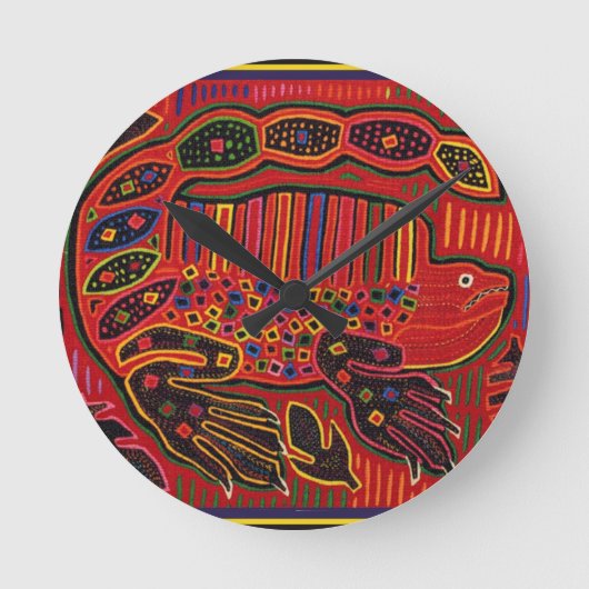Horloge Ronde Kuna Indien Iguana Mola (Recto)