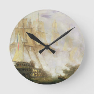Horloge Ronde La bataille de Trafalgar, c.1841 (huile sur la