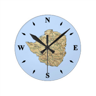 Horloge Ronde La carte du Zimbabwe