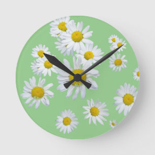 Horloge Ronde La coupe de White Daisies. Wall Clock