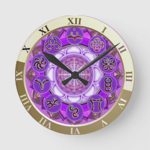 Horloge Ronde La Couronne Chakra Mandala