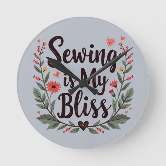 Horloge Ronde La Couture Est Ma Belle Typographie Florale (Recto)