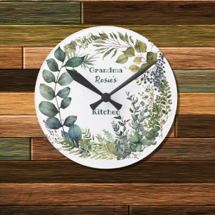 Horloge Ronde La cuisine de grand-mère   Courbe aquarelle person