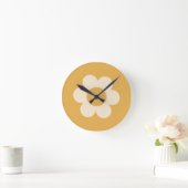 Horloge Ronde La Fleur 07 Fleur Jaune Retro Florale (Maison)