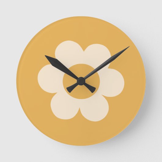 Horloge Ronde La Fleur 07 Fleur Jaune Retro Florale (Recto)