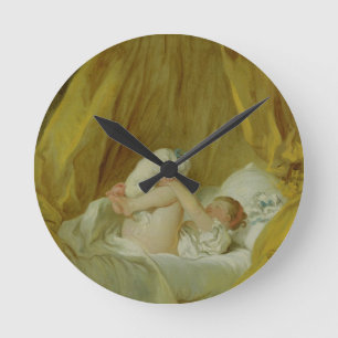 Horloge Ronde "La Gimblette", fille avec un chien, c.1770 (huile