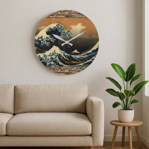 Horloge Ronde La Grande Vague au large de Kanagawa Art japonais 
