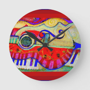 Horloge Ronde La guitare a soustrait l'art par Sharles