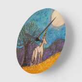 Horloge Ronde La licorne regarde la lune (Angle)