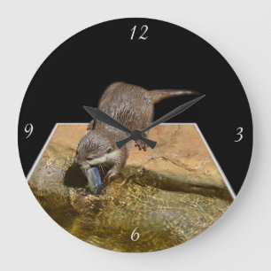 Horloge Ronde La Louette Affamée Mange Du Poisson, Grande Horlog