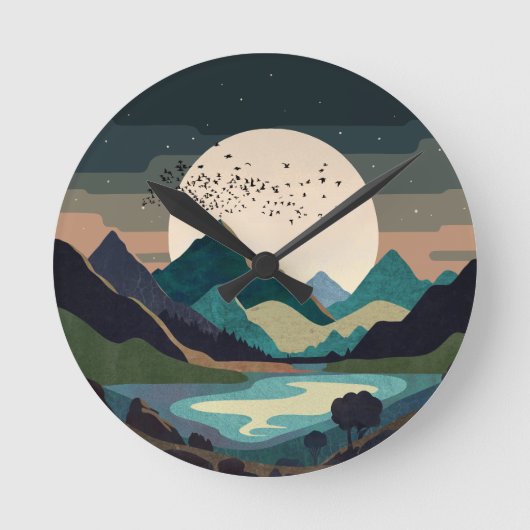 Horloge Ronde La Lune Sur Le Lac (Recto)
