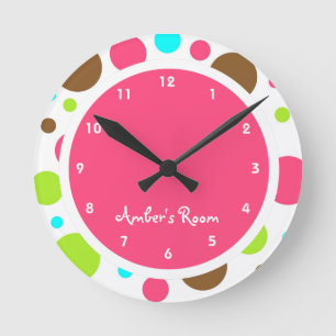 Horloge Ronde La Menace du Colorful Polka