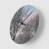 Horloge Ronde La neige a couvert des branches (Angle)