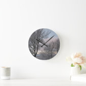 Horloge Ronde La neige a couvert des branches (Maison)
