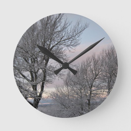 Horloge Ronde La neige a couvert des branches (Recto)