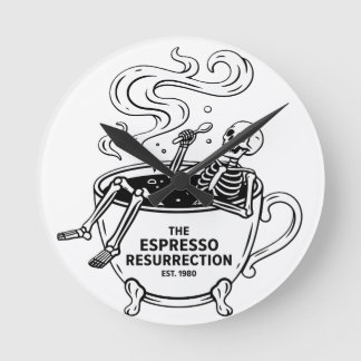 Horloge Ronde La Résurrection de l'Espresso Squelette Drôle de C
