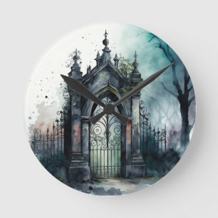 Horloge Ronde La série Porte de Cimetière Gothique Design 11