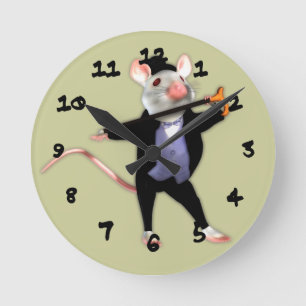 Horloge Ronde La souris Cute Dapper, la souris Dancing Cartoon