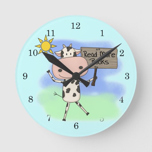 Horloge Ronde La vache a lu plus de livres (Recto)