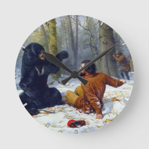 Horloge Ronde La vie d'un chasseur  Une situation serrée Arthur 