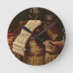 Horloge Ronde La vie toujours avec un livre de la musique de