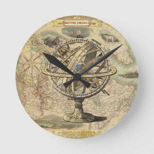 Horloge Ronde La vieille Amérique britannique Explorez la carte (Recto)