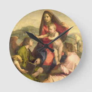 Horloge Ronde La Vierge et l'enfant avec un saint et un ange, C.