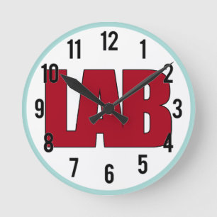 HORLOGE RONDE LABORATOIRE - GRAND LOGO AUDACIEUX ROUGE DE
