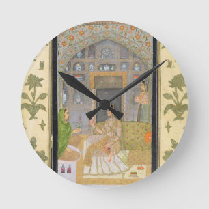 Horloge Ronde Lady seated in a Pavilion with attendants, from th