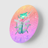 Horloge Ronde Ladybug charmant coeur mignonne parties scintillan (Angle)