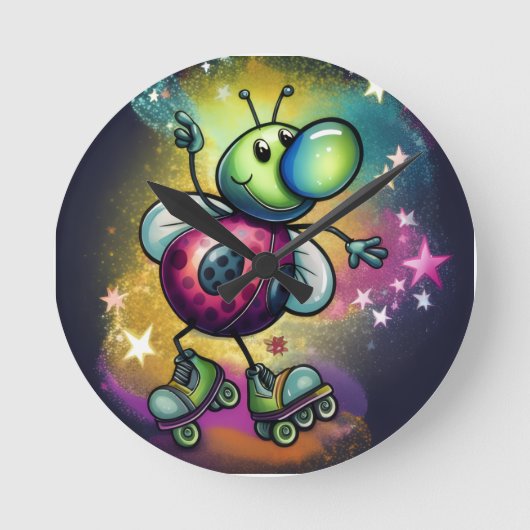 Horloge Ronde Ladybug Roller Disco Wall Clock (Recto)