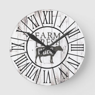 Horloge Ronde Lait de vache frais de la ferme Blanc Bois Ferme d
