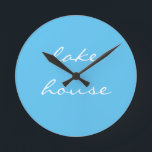 Horloge Ronde Lake House Sky Blue Aqua White Elegant Cool 2020<br><div class="desc">Designed with beautiful sky blue background,  this is perfect for venin and home decor for lakeshore homes or new homes. You may change the background color if you wish !</div>