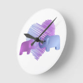 Horloge Ronde L'amour des éléphants (Angle)